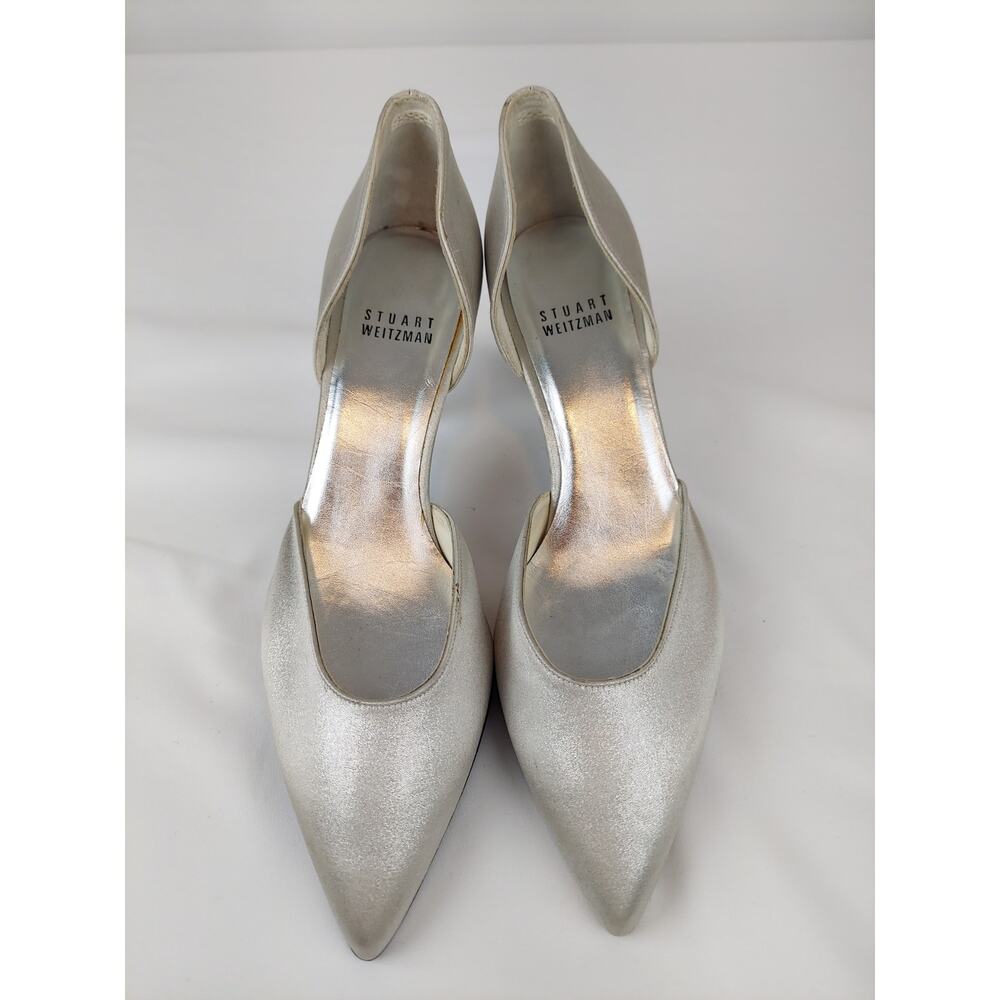 Staurt Weitzman Raso Chrome Silver Cocktail Evening Stunning Pumps 6.5 M